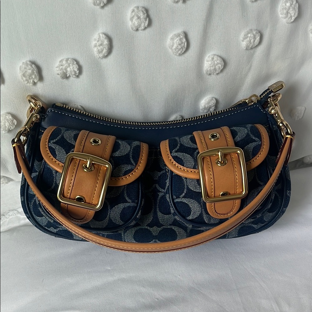 Coach Ashton Baguette Shoulder Bag Denim